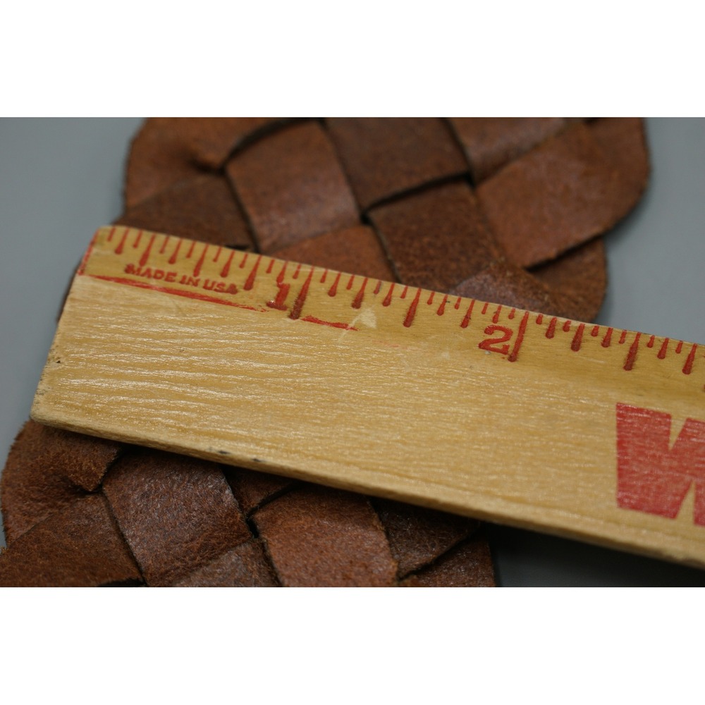 Banana Republic Brown Braided Leather Belt Wide Woven Brass Buckle Large NEW - Picture 7 of 7